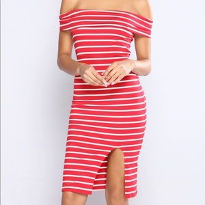 Fashion Nova Red Stripped Dress